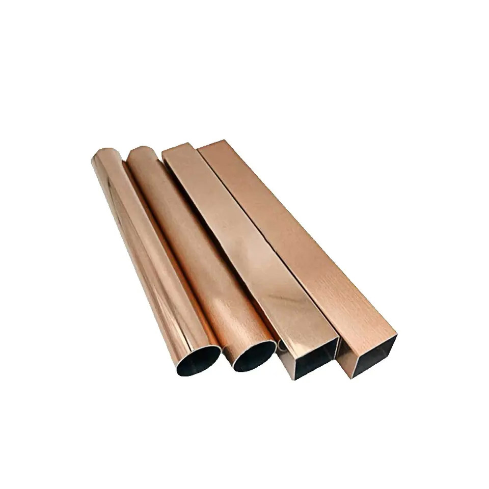 304 stainless steel decorative tube rose gold titanium mirror brushed 201 stainless steel color tube